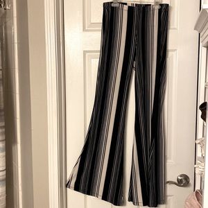 Super soft, stretchy, black and white striped pants.